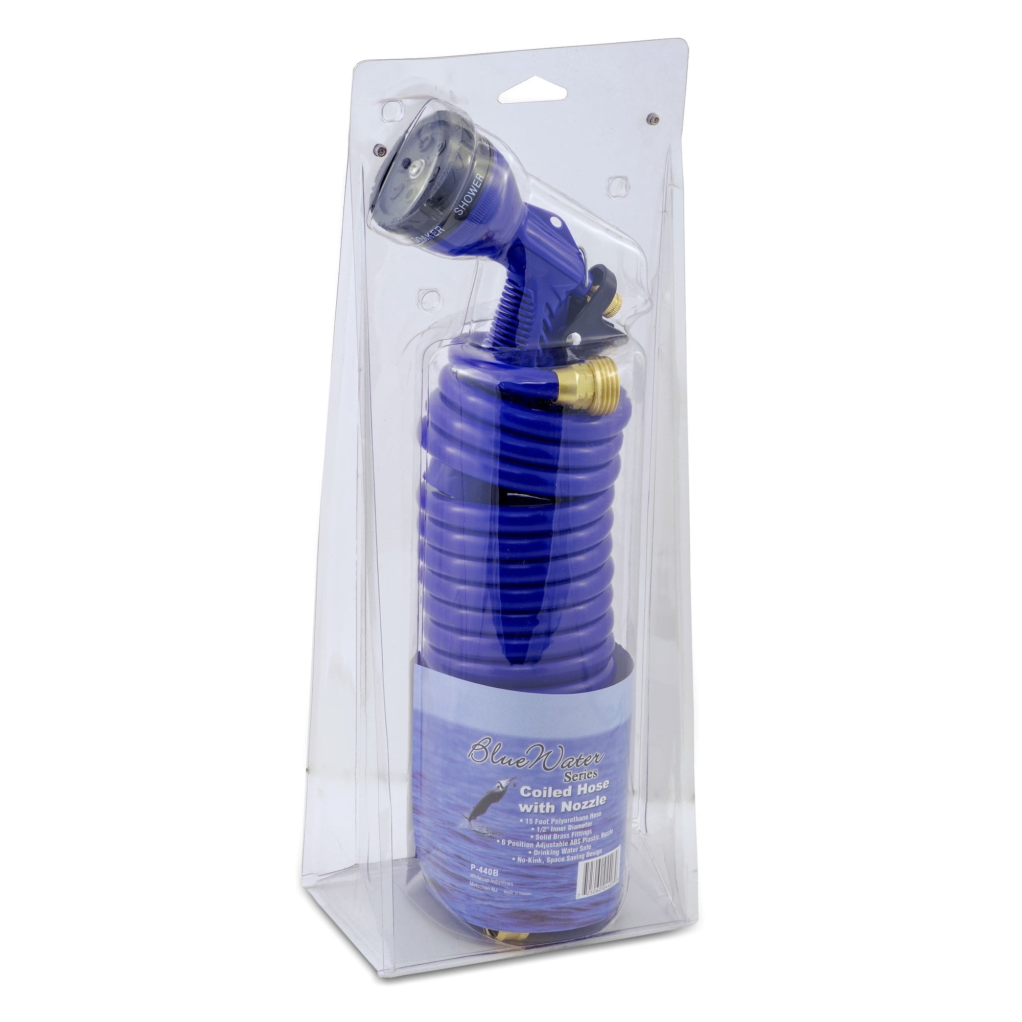 Whitecap 25' Blue Coiled Hose w/Adjustable Nozzle