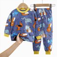 thumbnail image 4 of TOWED22 Baby Boy Pajama Set 2Pcs Long Sleeve Print Top and Pants Cotton Pjs Soft Sleepwear Jammies Fall Winter 6-12 Months 12-24 Months 2t 3t 4t 5t 6t 7t 8t 9t Children,Blue,6-12 M, 4 of 4