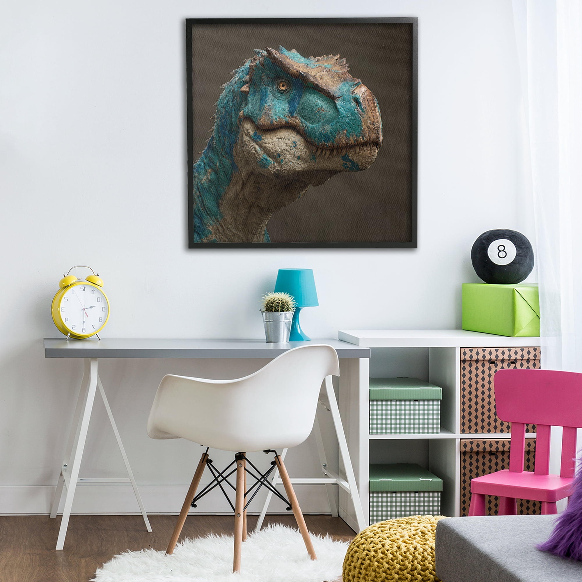 Stupell Industries Cerulean Scaled Dinosaur Detail Black Framed Giclee Art, design by Wumples