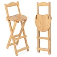 thumbnail image 1 of Gymax Set of 2 Bamboo Folding Barstools Counter Height Dining Chairs Installation Free, 1 of 9