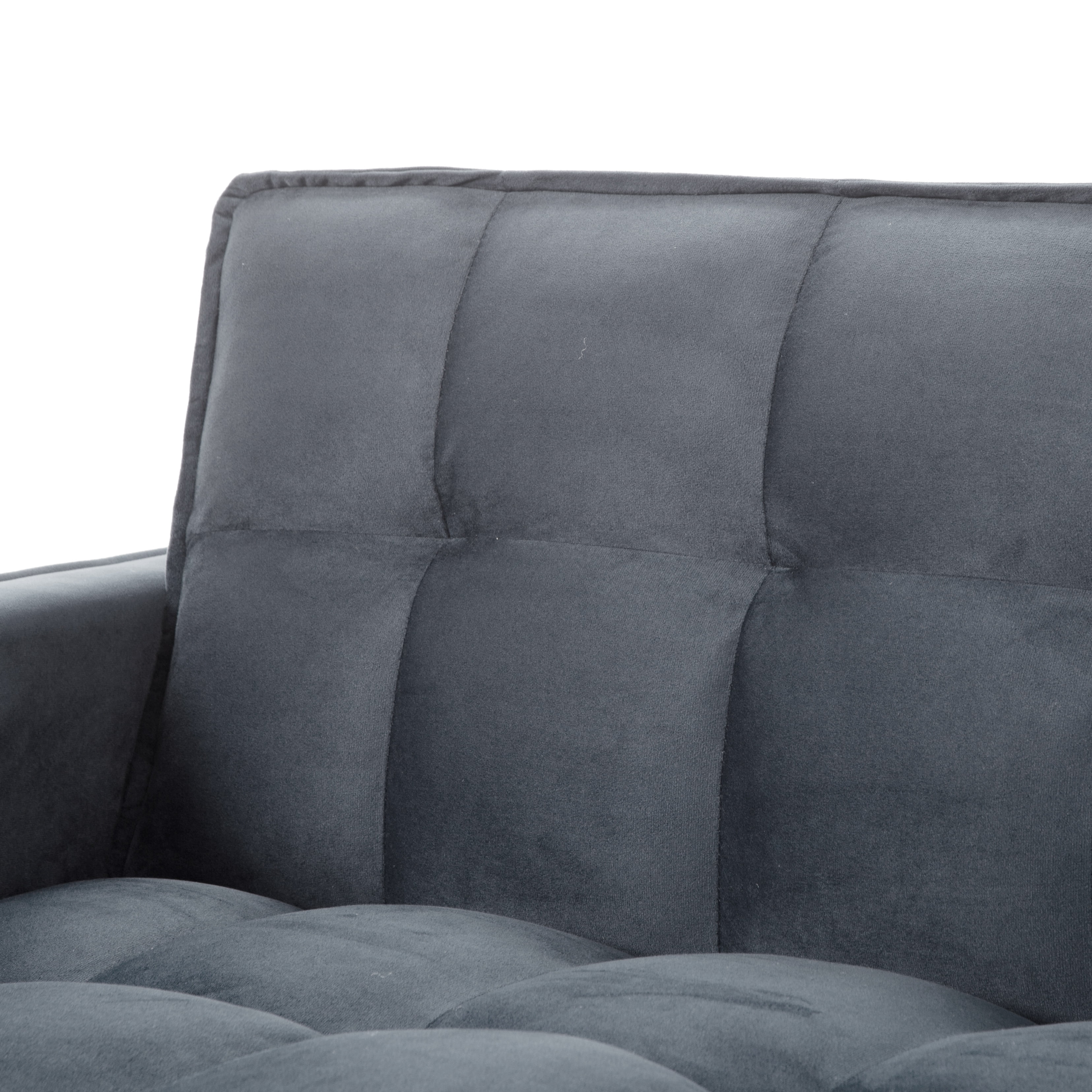 BSHTI 53.94" Pull-Out Sleeper Sofa Bed with Velvet Upholstery, 3-Position Reclining Back, Solid Wood Frame for Apartment/Office（Dark Gray）