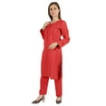 thumbnail image 6 of Moomaya Solid Kurta Pajama Set For Women Ethnic Set Full Sleeve Indian Formal Cotton Clothing, 6 of 7
