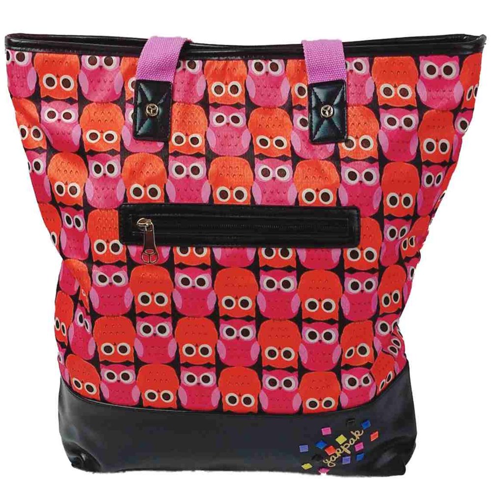 Yak Pak Yak Pak Orange & Pink Owls Tote Bag, Colorful Shoulder Tote