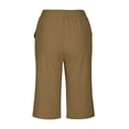 thumbnail image 5 of Women's Plus Size Shorts, Drawstring Elastic Waist Shorts with Pockets, Cotton Blend Loose Sport Knee‑Length Shorts for Beach Workout Daily | TruHer,Brown L, 5 of 8