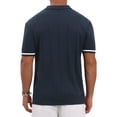thumbnail image 3 of Men's Textured Polo Shirt Zip Up Ribbed Hem Short Sleeve Golf Polo Shirts S Navy Blue, 3 of 5