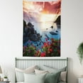 thumbnail image 2 of Beach Tapestry, Poppy And Carnation Blossoms Spring Season Seascape Tranquil Thailand Beach Image, Wall Hanging for Bedroom Living Room Dorm Decor, 40W X 60L Inches, Blue Green, by Ambesonne, 2 of 5