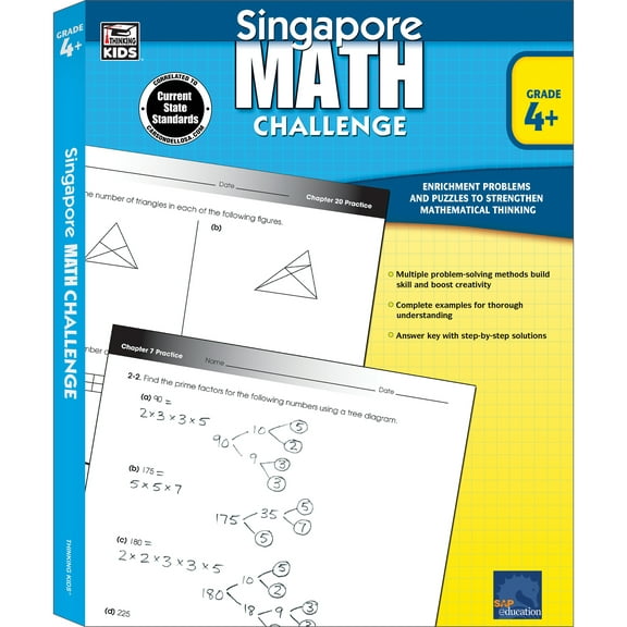 Thinking Kids Singapore Math Challenge Workbook (352 pages) Grade 4-6