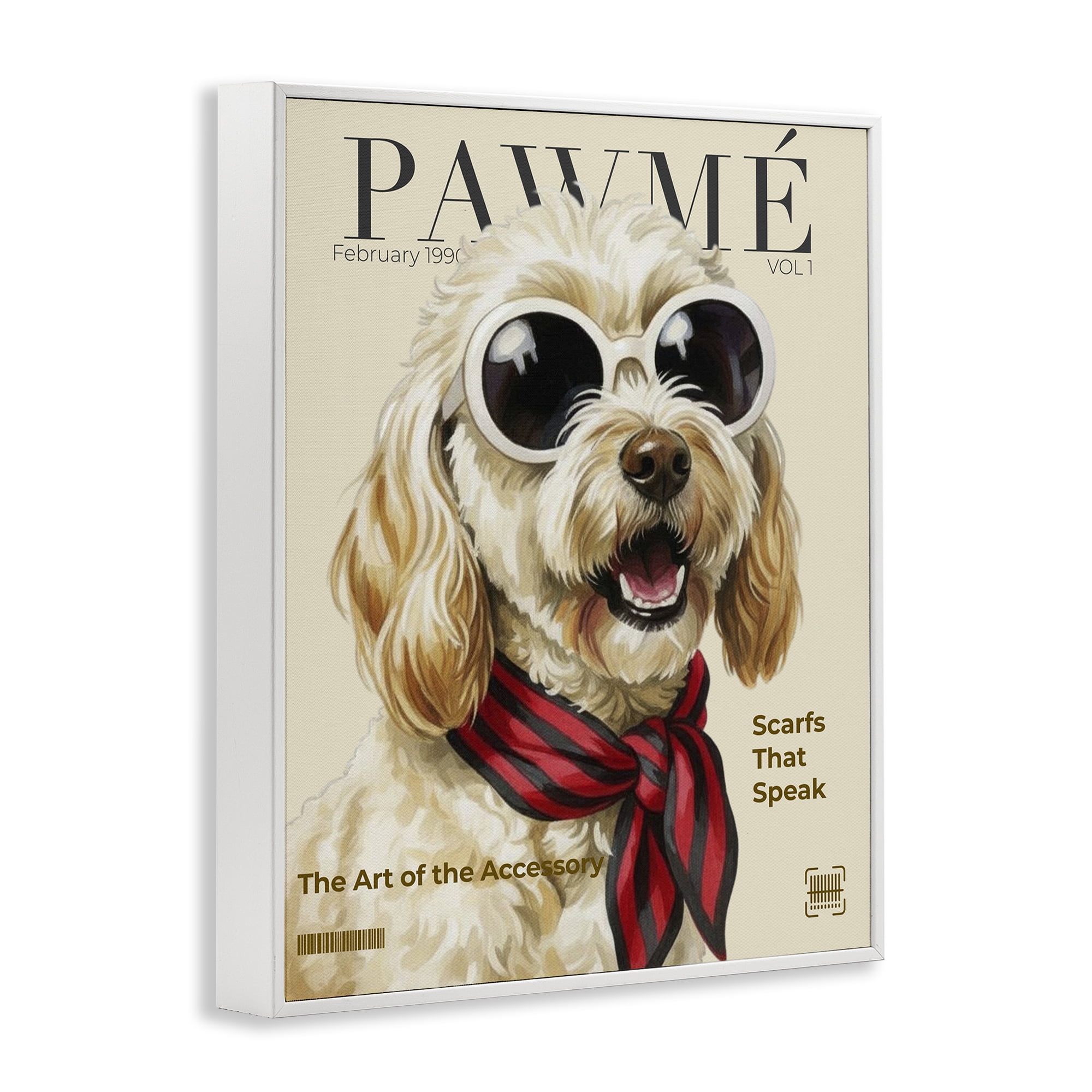 Stupell Industries Pawme Dog Fashion Magazine White Framed Giclee Art, design by A Barefoot Stylist