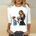 thumbnail image 3 of JTZGDY Mama Shirts for Women Cute 3/4 Length Sleeve Printed Crew Neck Basic Tunic Tees Blouses Trendy Oversized Comfy Holiday Gift T-Shirts Lightweight Pullover Tops White#01 XXL, 3 of 6