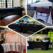 Efavormart 8FT Black Open Back Stretch Spandex Table Cover, Rectangular Fitted Tablecloth