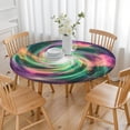 thumbnail image 3 of Colorful Spiral Pattern Round Fitted Tablecloth with Elastic Edge,Dining Table Cover Waterproof,Outdoor Round Tablecloth for Camping,Dining,Indoor and Outdoor, 3 of 7