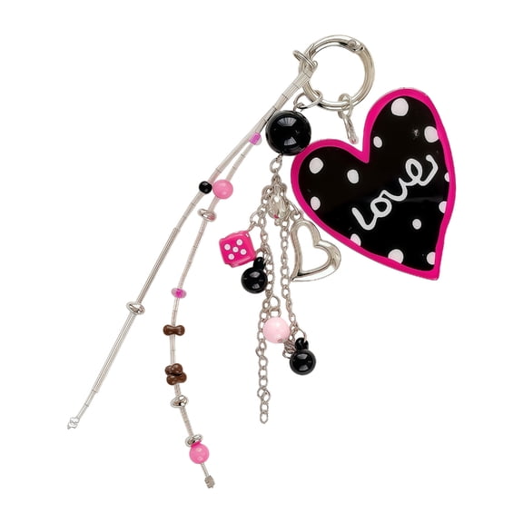 Beaded Heart Bag Charms for Purse Backpack Decors Key Charms Handbag Accessories