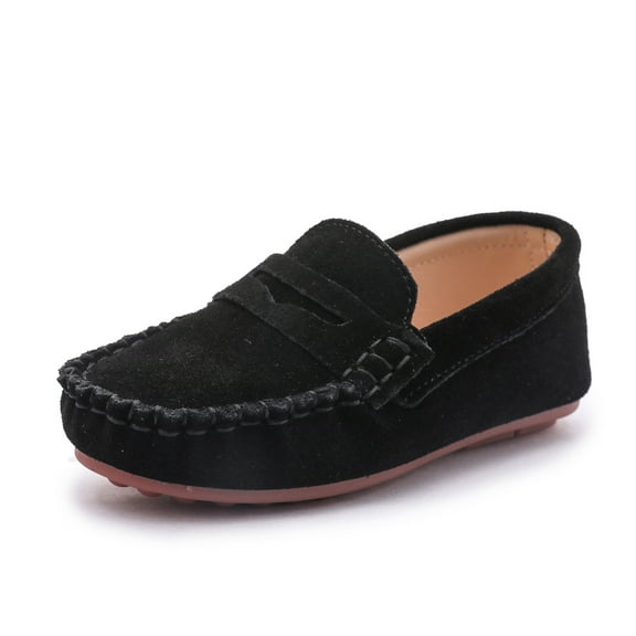kkdom Boy Girl Loafer Slip-On Dress Shoes Kid Black 8 Toddler