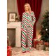 thumbnail image 1 of Conjunto de pijama navideño para mujer, camisa de manga larga a rayas con pantalones, ropa de dormir para estar en casa, 1 of 1