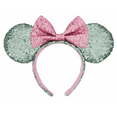 thumbnail image 3 of Disney Parks Mint Green Pink Bow Mickey Minnie Sequin Ears Headband, 3 of 3
