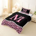 thumbnail image 2 of Manfei Pink ABC Print A Twin Comforter Sets,Classic Fashion Leopard Print Bedding Set,Black Reversible,2-Piece,1 Comforter and 1 Pillowcase, 2 of 7