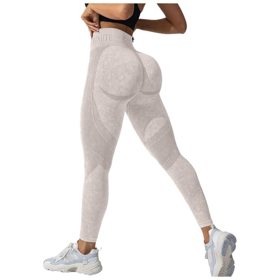 idosla Anti Cellulite 3D Leggings Compression Resistance Band Leggings for Women Lifting Scrunch Yoga Pants (Beige, M)