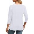 thumbnail image 5 of Texiao 3/4 Length Sleeve Women's Tops V Neck Casual Tunic Tops Basic Shirts Loose Fit Blouse, 5 of 9