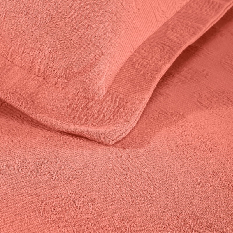 Supeior Paisley Cotton Decorative 2-Piece Bedspread Set, All Season Breathable Bedspreads, Twin, Coral