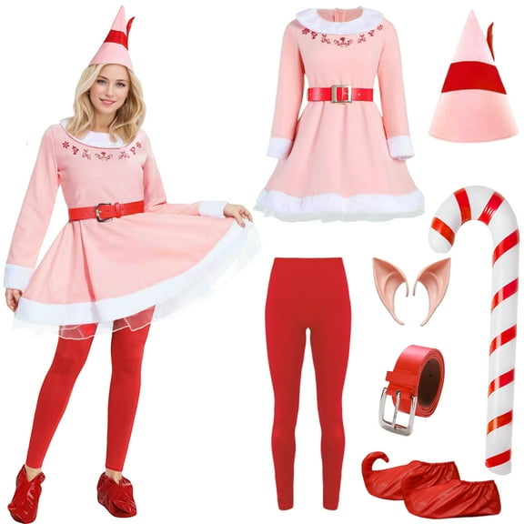 Alaiyaky Christmas Elf Costume for Women Elf Dresses Carnival Cosplay Outfit Christmas Costumes for Women Accessory Fancy Dress