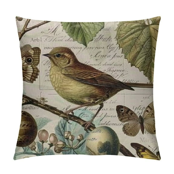 Creowell Throw Pillow Covers Adorable Animals Rabbit Hedgehog Bird Butterfly Decorative Pillowcases Square Throw Pillow Case Home Couch Decor Cushion Cover Multi-Size
