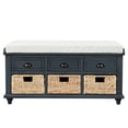 thumbnail image 5 of YesFashion Storage Bench Rustic Bedroom Storage Bench with 3 Drawers And 3 Rattan Baskets Shoe Bench Wooden Bench with Storage for Living Room, Bedroom, Entryway, Hallway, 5 of 9