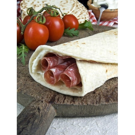 Piadina Flat Bread With Salami and Stracchino Cheese, Typical Emilia Romagna Food Print Wall