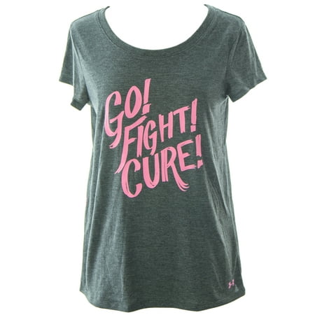 Under Armour Women's Power in Pink Go Fight Cure T-Shirt Small Charcoal