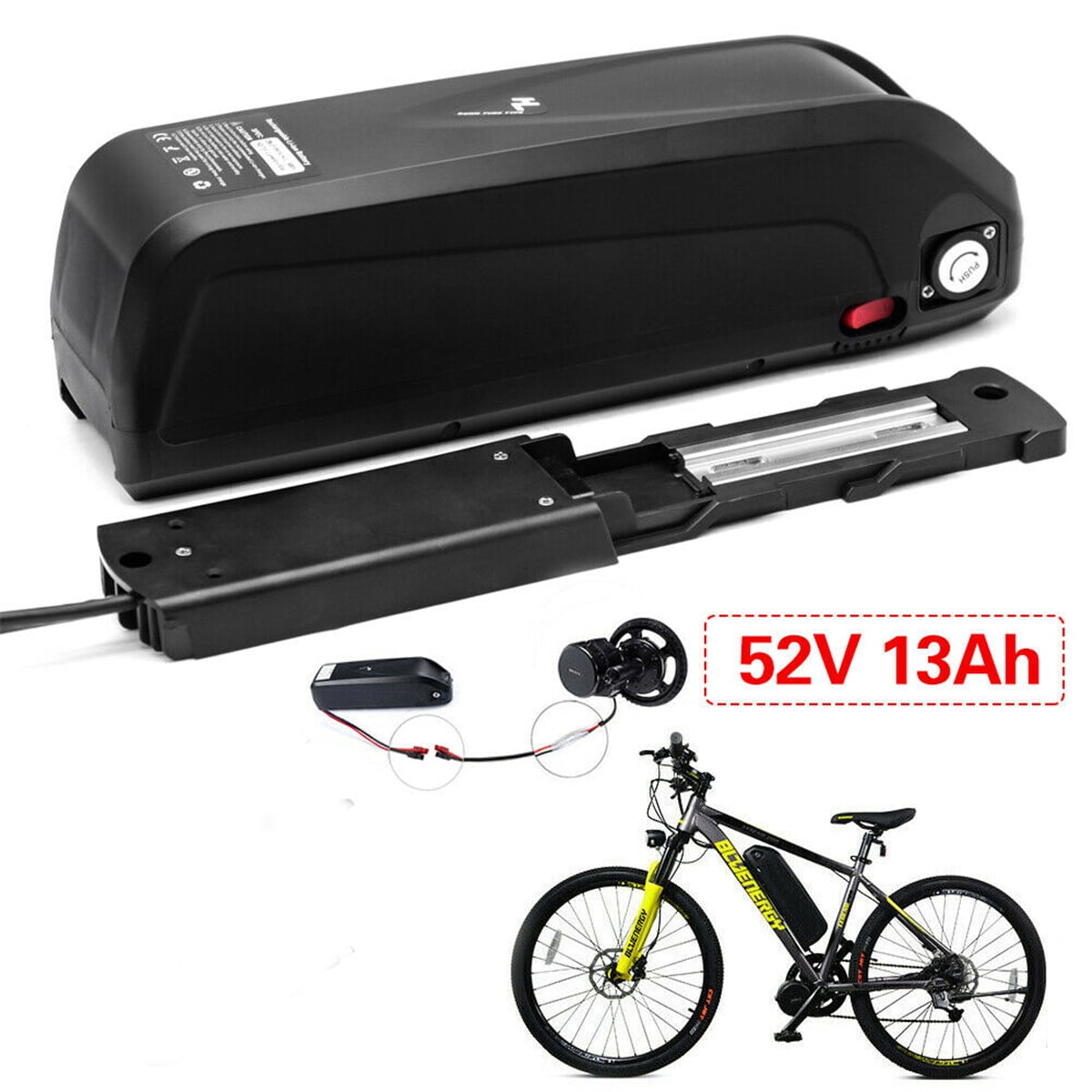 13Ah/15Ah/17.5Ah Lithium ion Electric Bike Battery with Charger for 1000W 750W 500W 350W 250W Mountain Bicycle Conversion Kit QZF 48V 52V 36V Ebike Battery