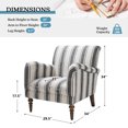 thumbnail image 5 of Stripe Accent Chair, Tina's Home Wood Leg Armchair Living Room Bedroom Adult Set of 2, Black Stripe, 5 of 6