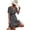 Black, variant on Women's V-Neck Flutter Sleeve Mini Dress with Ruffle Trim and Smocked Bodice Polyester 100% Lightweight Everyday Dress