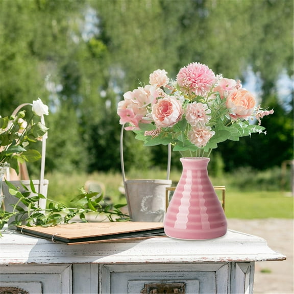 Artificial Silk Roses,Real Touch Pink Fake Flowers for Wedding Bouquets, Home Decor, Centerpieces - Lifelike Simulation Roses for Table, Party, DIY Arrangements,Pink,1 Branch