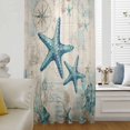 thumbnail image 5 of Teal Starfish Coastal Sheer Curtains 45 Inches Long, Vintage Summer Beach Nautical Light Filering Curtains, Breathable Simi Curtain Privacy Drapes for Kitchen Bathroom Small Window Treatment, 5 of 9