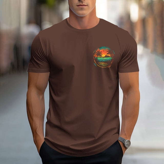 Styesk T-Shirts pour Homme Mode Décontractée Hommes T-shirt de Sport Imprimé Manches Courtes Col Rond Chemisiers Chemises