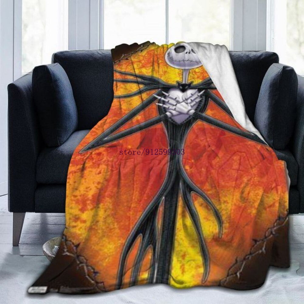 Aiouniya Nightmare Before Christmas Blanket Throw Jack Character Printed Cartoon Bedspread Winter Thin Fleece Flannel Blanket Sofa Bed Other 70x100cm