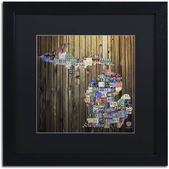 Trademark Fine Art 'Michigan Counties License Plate' Canvas Art by Design Turnpike, Black Matte, Black Frame