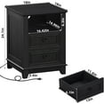 thumbnail image 2 of 18" Farmhouse Night Stand with Charging Station, 2 Drawers End Table Dresser for Bedroom, Black Wooden Nightstand, Bed Side Table with Open Shelf, Bedside Cabinet for Living Room, Closet, 2 of 9