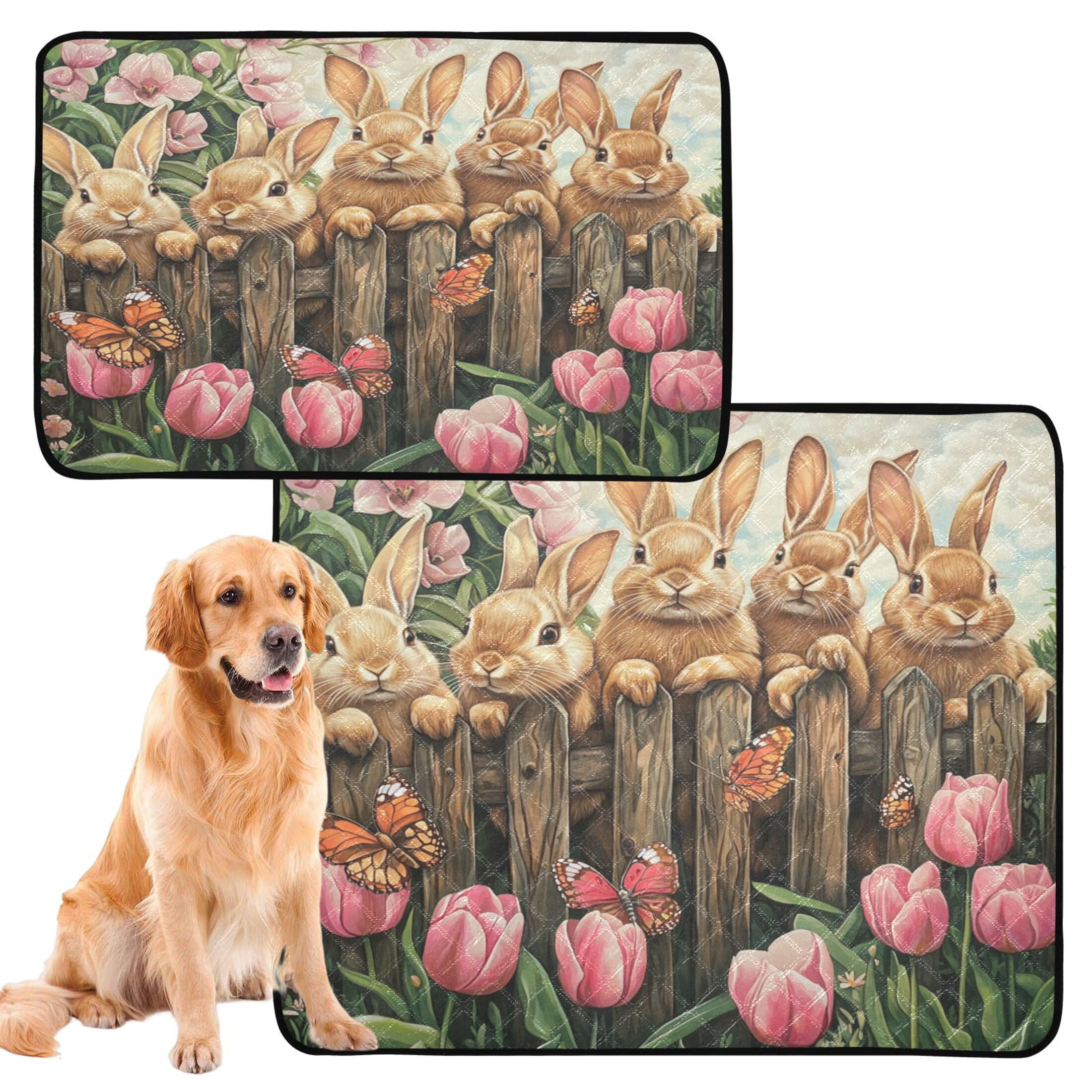 Qxltty Cute Brown Bunny Cat litter Pads Pet Set of 3 Diaper Mats Center Anti-leakage Layer Absorbent Soft and Comfortable