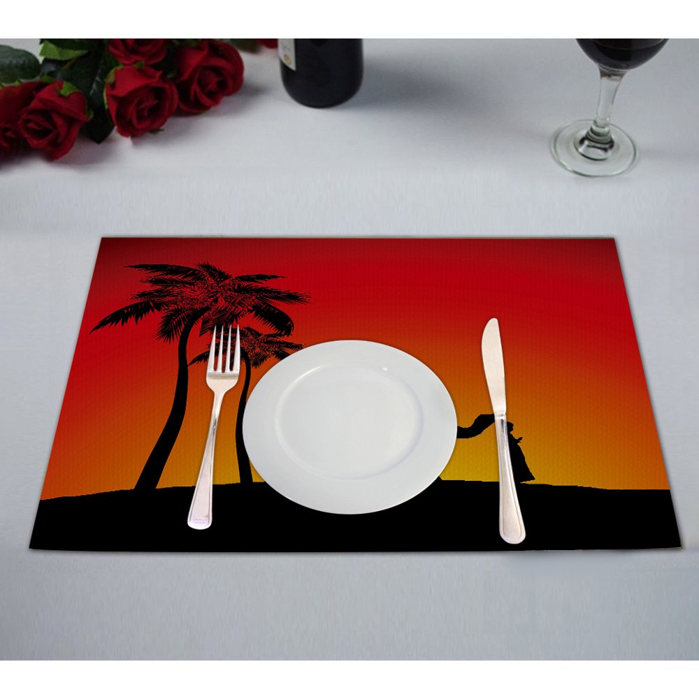 ABPHQTO Desert With A Men Lonely Camel Placemat 12x18 Inch,Set of 2