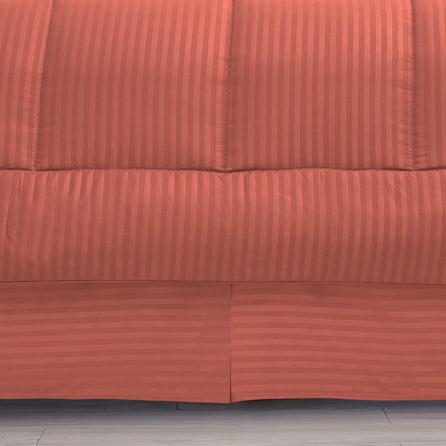 D.N.G. BEDDINGS King/Cal King Size 800 Thread Count, 100% Egyptian Cotton, Brick Red Premium Hotal Quality, 3 Piece Box Design Striped Comforter Set