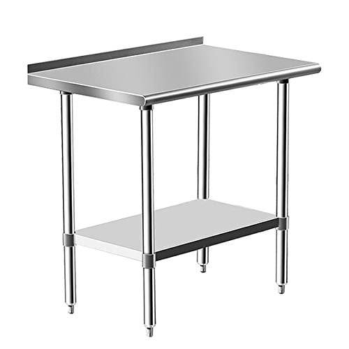 Aplancee Stainless Steel Prep & Work Table 30 x 24 Inches with Backsplash and Adjustable Undershelf Metal Utility Workstations for Kitchen or Restaurant Supplies 