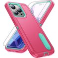 thumbnail image 1 of AmPm for iPhone 14 Pro Case with Screen Protector, Heavy Duty Protective iPhone 14 Pro Phone Case with Built in Kickstand, Military Grade Protection Cover for iPhone 14 Pro 6.1 inch (Pink), 1 of 8
