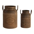 thumbnail image 1 of 2 jarrones Shabby Chic estilo granja, jarra, jarrón vintage de metal, cubo para leche con asa Marrón, 1 of 9