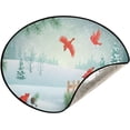 thumbnail image 5 of Winter Snow Red Birds Christmas Tree Mats Waterproof Tree Skirt, Xmas Tree Stand Tray Mat Floor Protector Pad for Holiday Party Decoration, 28.3", 5 of 6