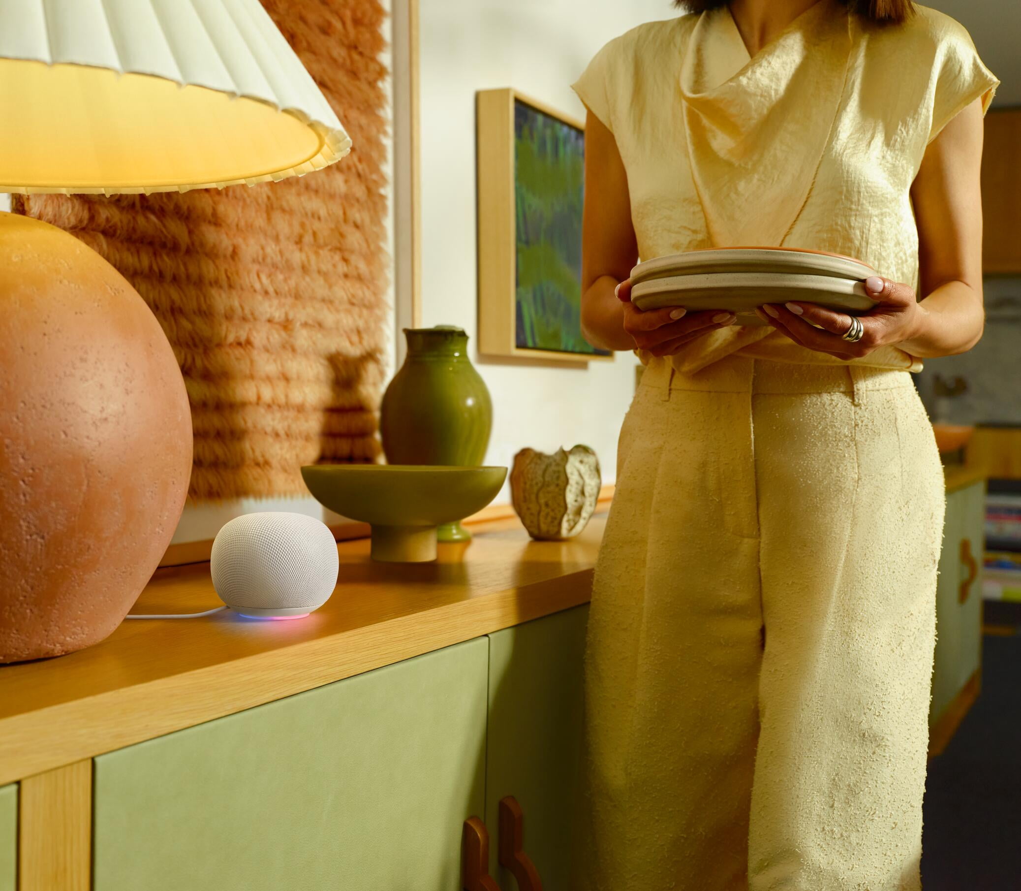 Google Home Speaker - Smart Speaker with 360 - Degree Sound and Gemini For Home Voice Assistant - Porcelain