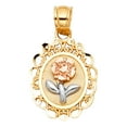 thumbnail image 1 of FB Jewels 14K White Yellow And Rose Tri Color Gold Flower Pendant 20mm X 15mm, 1 of 1
