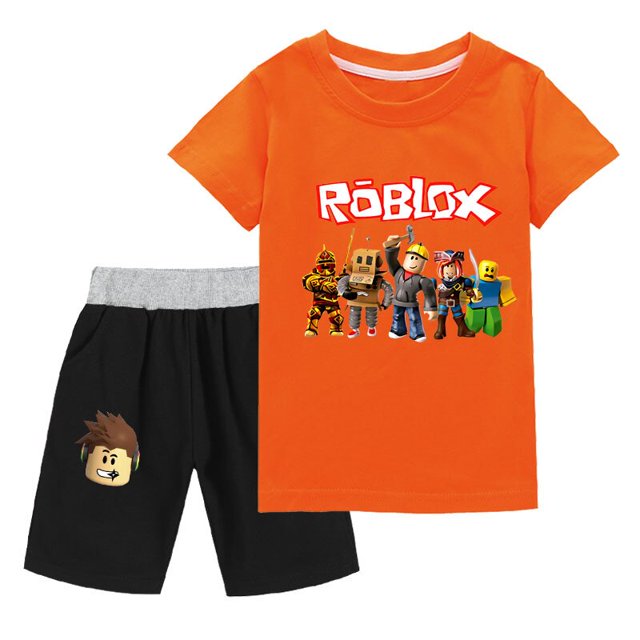 Traje informal Roblox para niños y niñas, juego de Anime circundante, camisetas y pantalones cortos bidimensionales, el mejor regalo, nuevo
