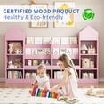 thumbnail image 2 of Glavbiku Pink Kids Wood Bookshelf & Toy Organizer,6 Compartment,2 Basket,Multi-Shelf Storage Cubby, 2 of 10