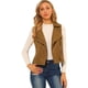 thumbnail image 1 of Chaleco de gamuza sintética Allegra K para mujer chaqueta de motorista sin mangas Camello L, 1 of 6