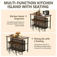 Bar Table Set for 2, HSUNNS Modern Stationary Kitchen Island Set with Seating, Counter Height